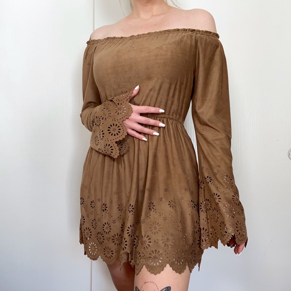 Band of Gypsies Boho Eyelet Bell Sleeve Dress